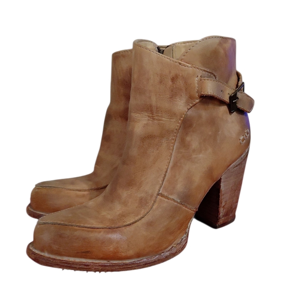 BED STU | Isla Tan Leather Heeled Ankle Boots Women's Booties Size 8.5